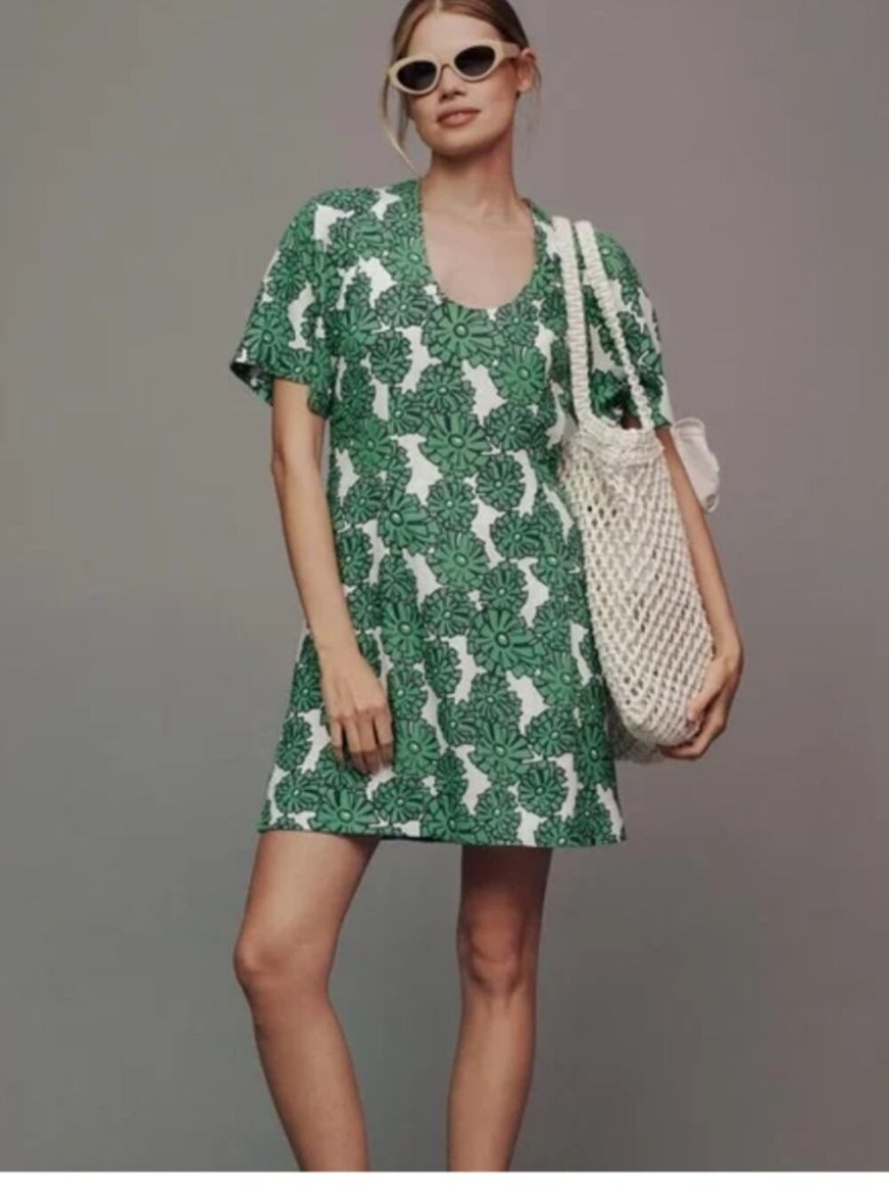 Anthropologie Porridge Green Floral Mini Dress – NWT